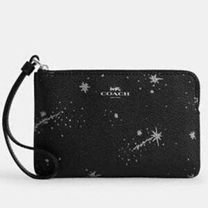 Coach Corner Zip Wristlet With Star Print